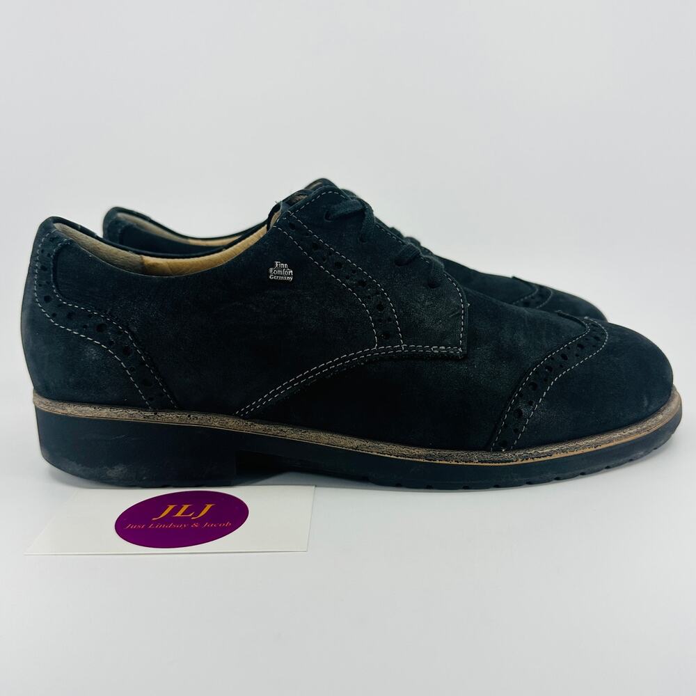 Finn Comfort Women's Asiago Black Leather Comfort Oxford Shoes Size 6.5 UK/ 9 US